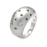 Rhodium Plated Brass Dots Clear Cz Dome Ring, <b>size: 5</b>