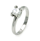 Rhodium Plated Brass Solitaire Clear Cz Bridal Ring, <b>size: 5</b>