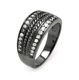 Black Rhodium Plated Brass Rope Clear Cz Ring, <b>size: 5</b>