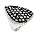 Rhodium & Black Rhodium Plated Brass Dots Teardrop Ring, <b>size: 5</b>