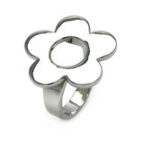 Rhodium Plated Brass Open Flower Ring, <b>size: 5</b>