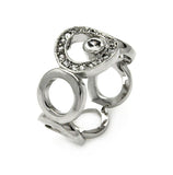 Rhodium Plated Brass Open Circle Clear Cz Link Ring, <b>size: 5</b>