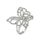 Rhodium Plated Brass Butterfly Outline Clear Cz Ring, <b>size: 5</b>