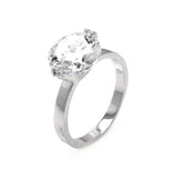 Rhodium Plated Brass Solitaire Clear Cz Bridal Ring, <b>size: 5</b>