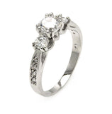 Rhodium Plated Brass Clear Round Cz Past Present Future Bridal Ring, <b>size: 5</b>