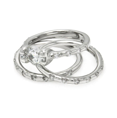 Rhodium Plated Brass Clear Cz Engagement Ring Set, <b>size: 5</b>