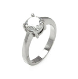 Rhodium Plated Brass Solitaire Clear Cz Bridal Ring, <b>size: 5</b>