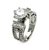 Rhodium Plated Brass Clear Square & Round Cz Bridal Ring, <b>size: 5</b>