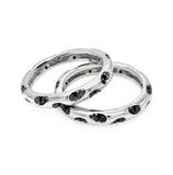 Rhodium & Black Rhodium Plated Brass Black Cz Stackable Eternity Ring Set, <b>size: 5</b>