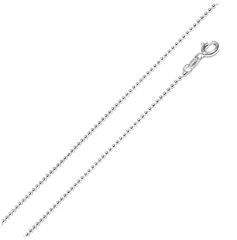 .925 Sterling Silver High Polished Bead Chain 1.2mm, <b>size: 16</b>