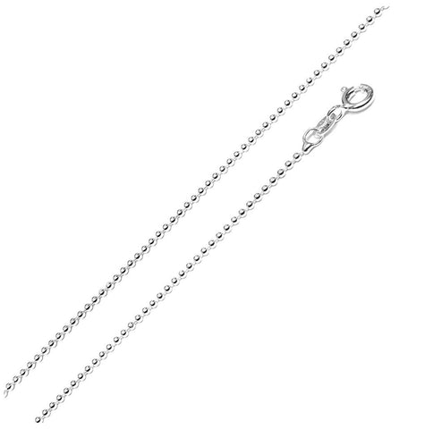 .925 Sterling Silver High Polished Bead Chain 1.5mm, <b>size: 16</b>