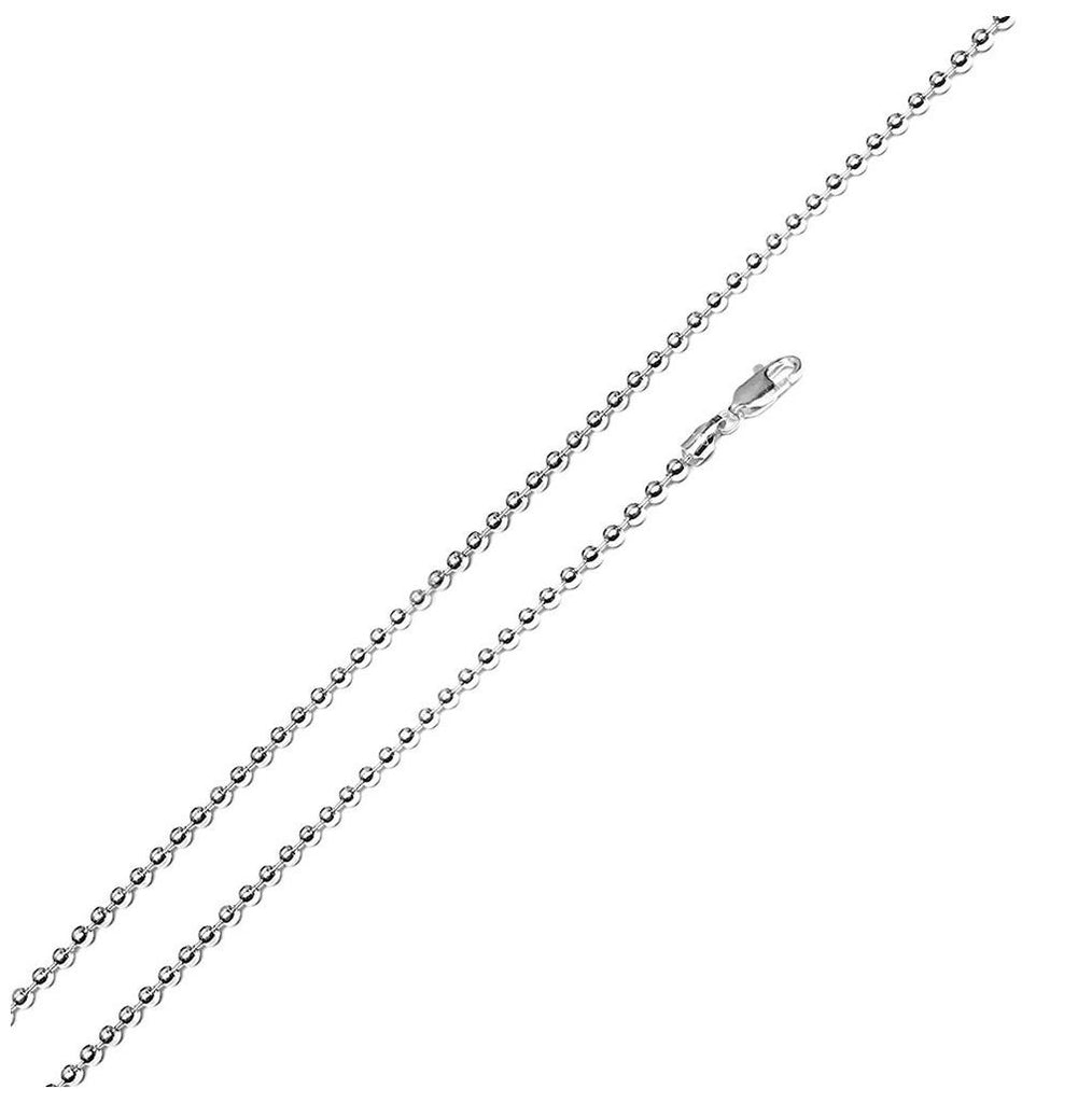 .925 Sterling Silver High Polished Bead Chain 1.8mm, <b>size: 16</b>