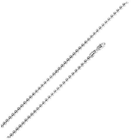 .925 Sterling Silver High Polished Bead Chain 2.2mm, <b>size: 16</b>