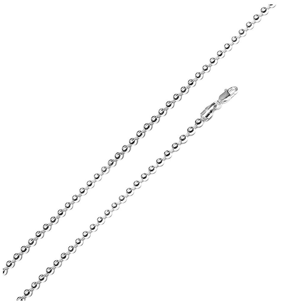 .925 Sterling Silver High Polished Bead Chain 3mm, <b>size: 16</b>