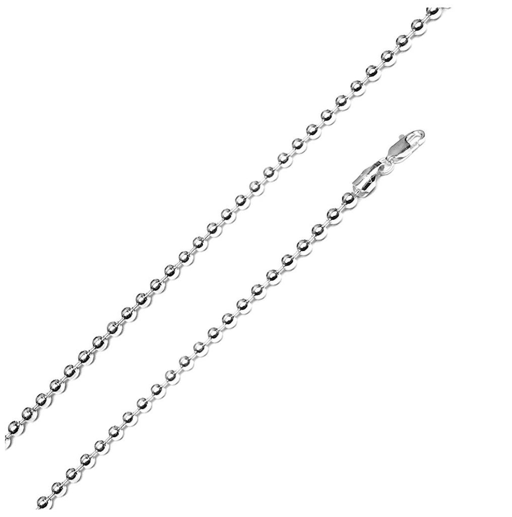 .925 Sterling Silver High Polished Bead Chain 4mm, <b>size: 16</b>