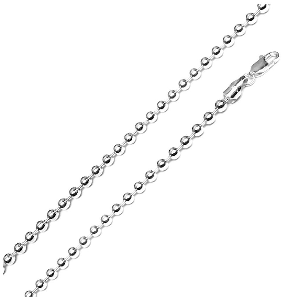 .925 Sterling Silver High Polished Bead Chain 6mm, <b>size: 16</b>