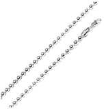 .925 Sterling Silver High Polished Bead Chain 6mm, <b>size: 16</b>