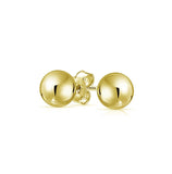 .925 Sterling Silver Gold Plated Bead Stud Earrings, <b>size: 10mm</b>