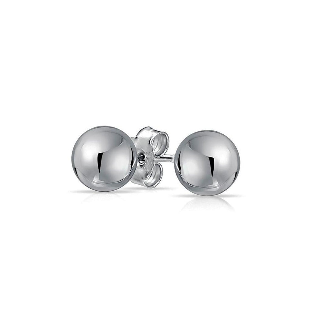 .925 Sterling Silver Rhodium Plated Bead Stud Earrings, <b>size: 10mm</b>