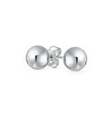 .925 Sterling Silver High Polished Bead Stud Earrings, <b>size: 10mm</b>