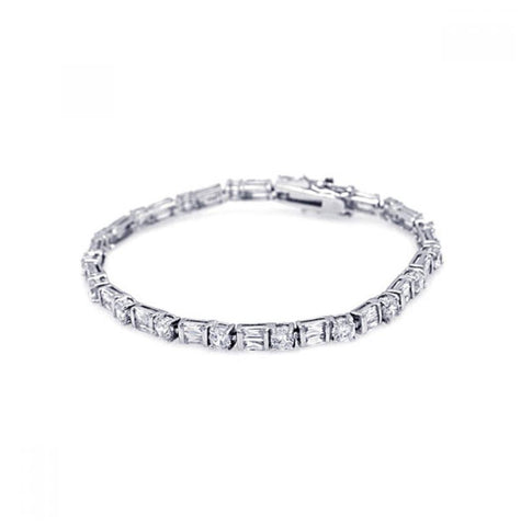 .925 Sterling Silver Rhodium Plated Multiple Cz Bracelet