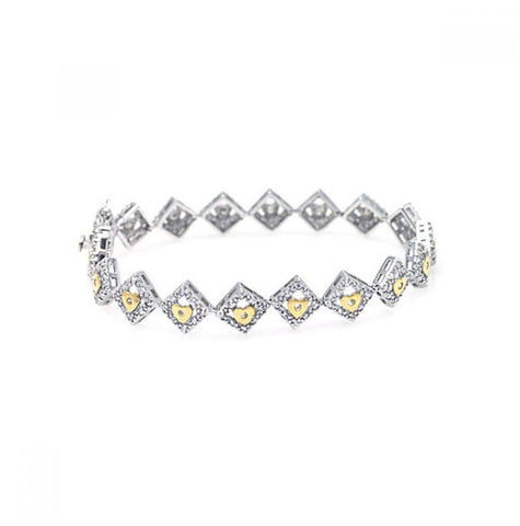 .925 Sterling Silver Rhodium Plated Multiple Yellow Round Cz Bracelet