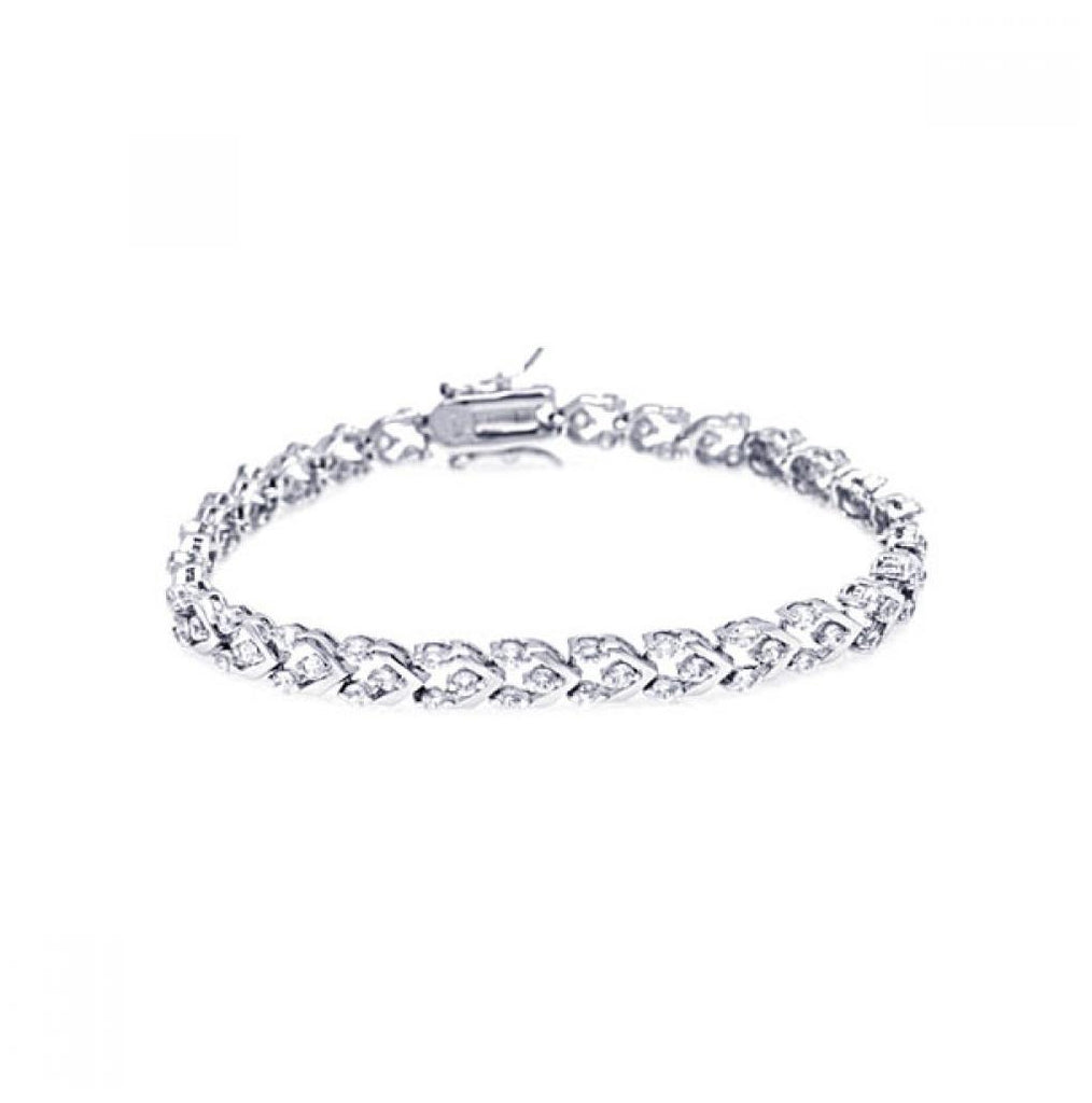 .925 Sterling Silver Rhodium Plated Clear Tennis Cz Bracelet