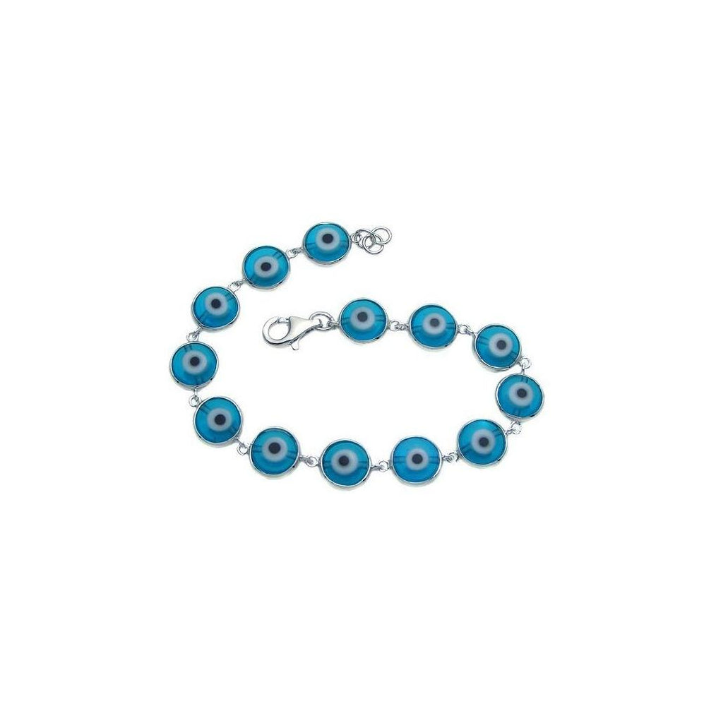 .925 Sterling Silver Rhodium Plated Evil Eye Tennis Bracelet