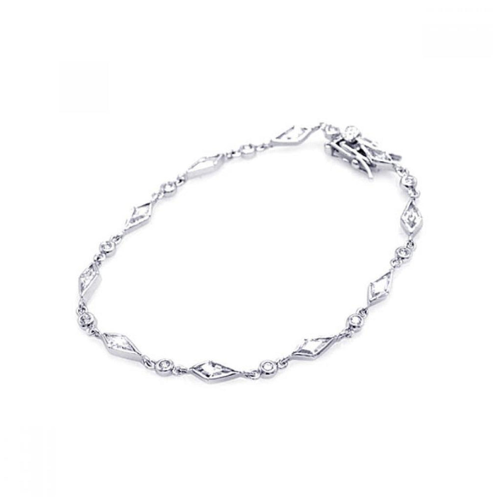 .925 Sterling Silver Rhodium Plated Sharp Marqui Tennis Cz Bracelet