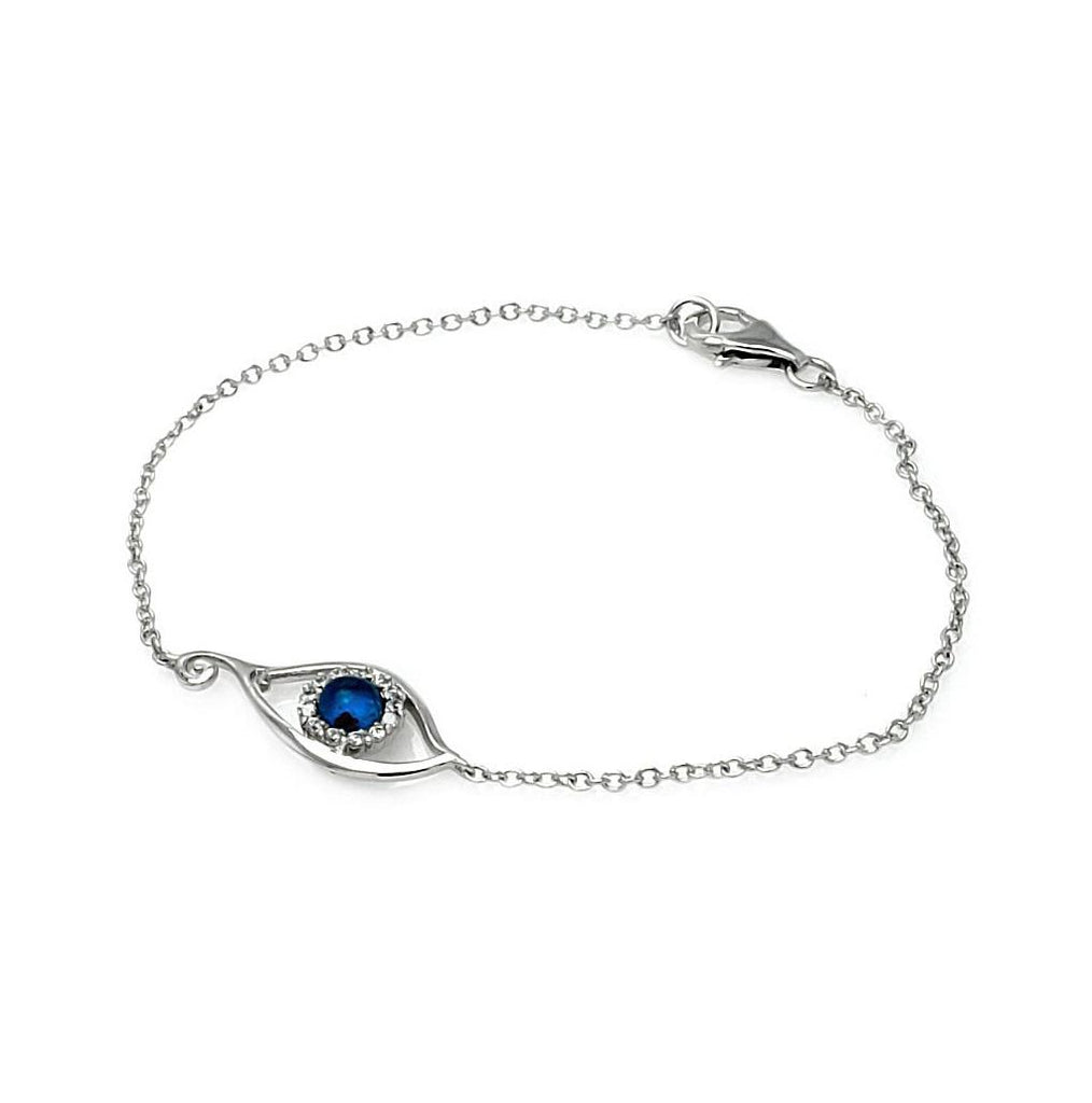 .925 Sterling Silver Rhodium Plated Open Evil Eye Bracelet