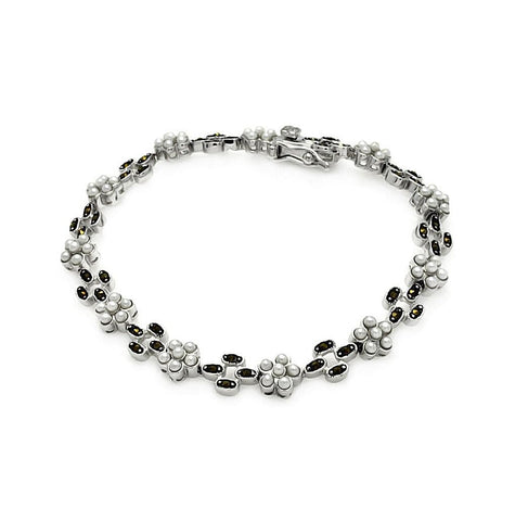 .925 Sterling Silver Marcasite Tennis Cz Bracelet