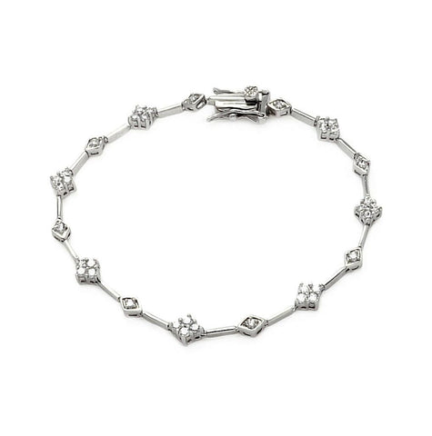 .925 Sterling Silver Rhodium Plated Clear Tennis Cz Bracelet