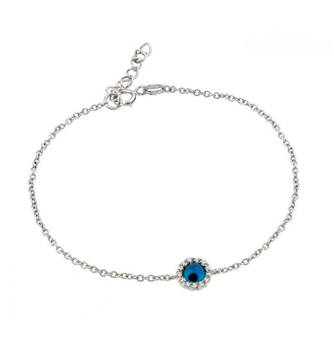 .925 Sterling Silver Rhodium Plated Evil Eye Cz Bracelet