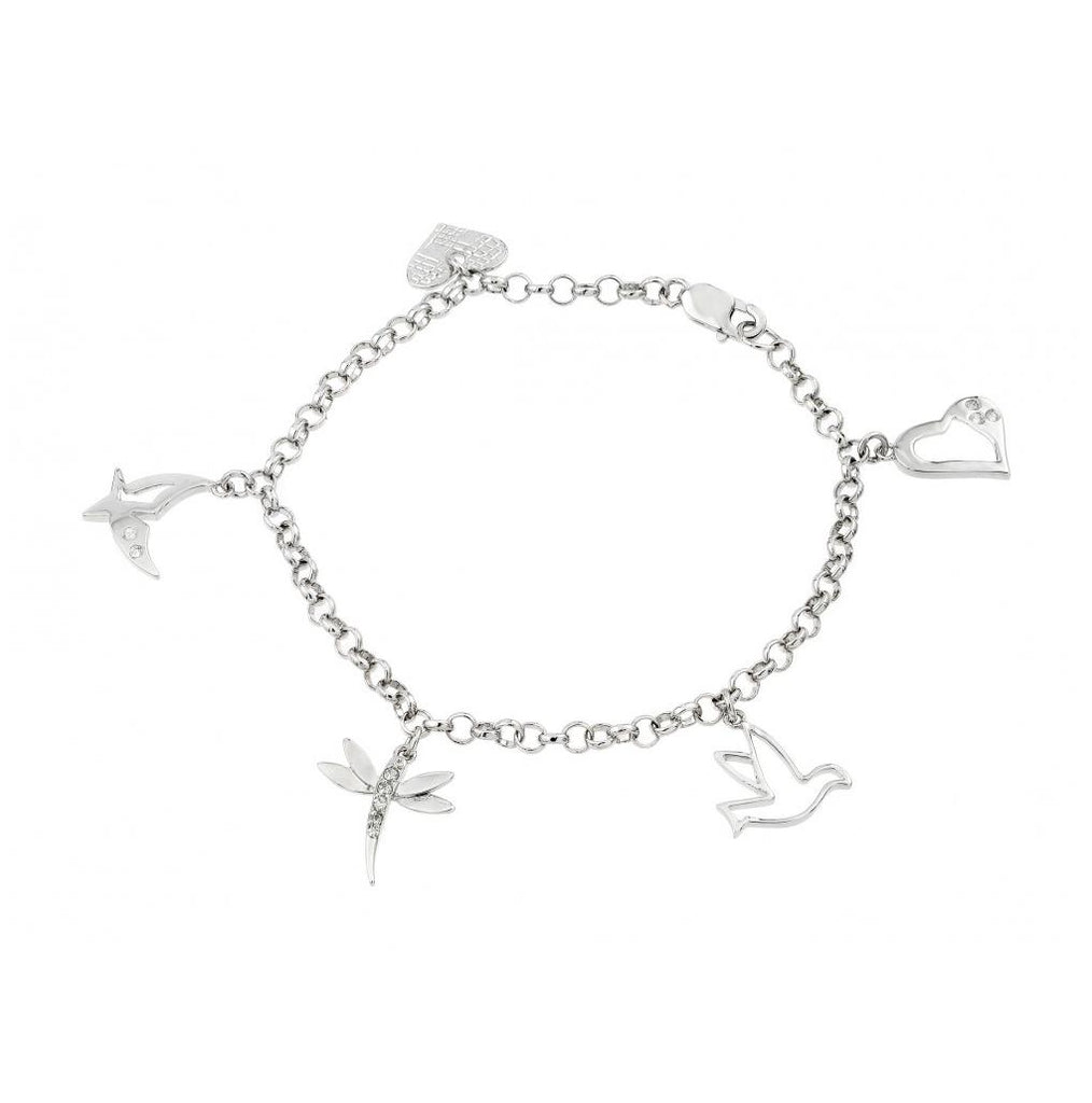 .925 Sterling Silver Rhodium Plated Figures Bracelet