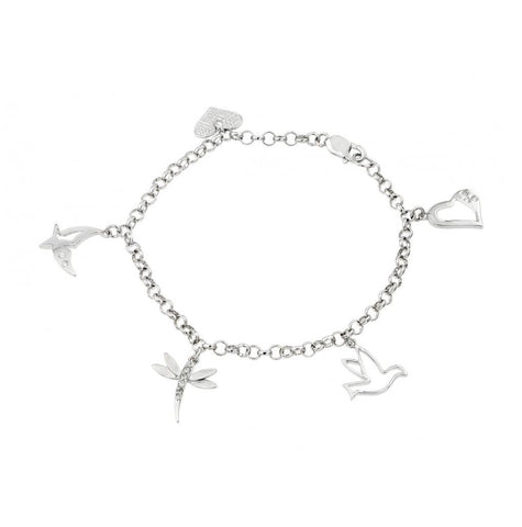 .925 Sterling Silver Rhodium Plated Figures Bracelet