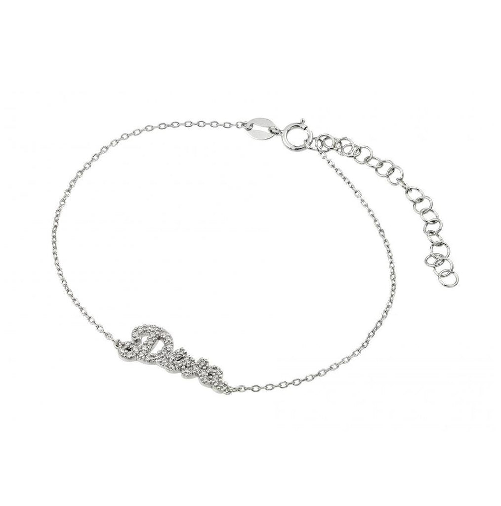 .925 Sterling Silver Rhodium Plated Diva Bracelet