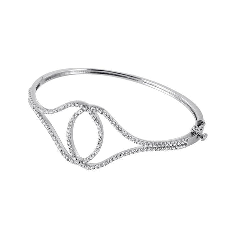 .925 Sterling Silver Rhodium Plated Hoops Bracelet