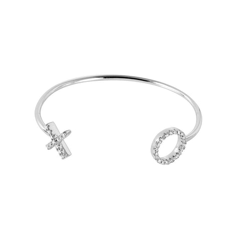 .925 Sterling Silver Rhodium Plated Xo Bracelet