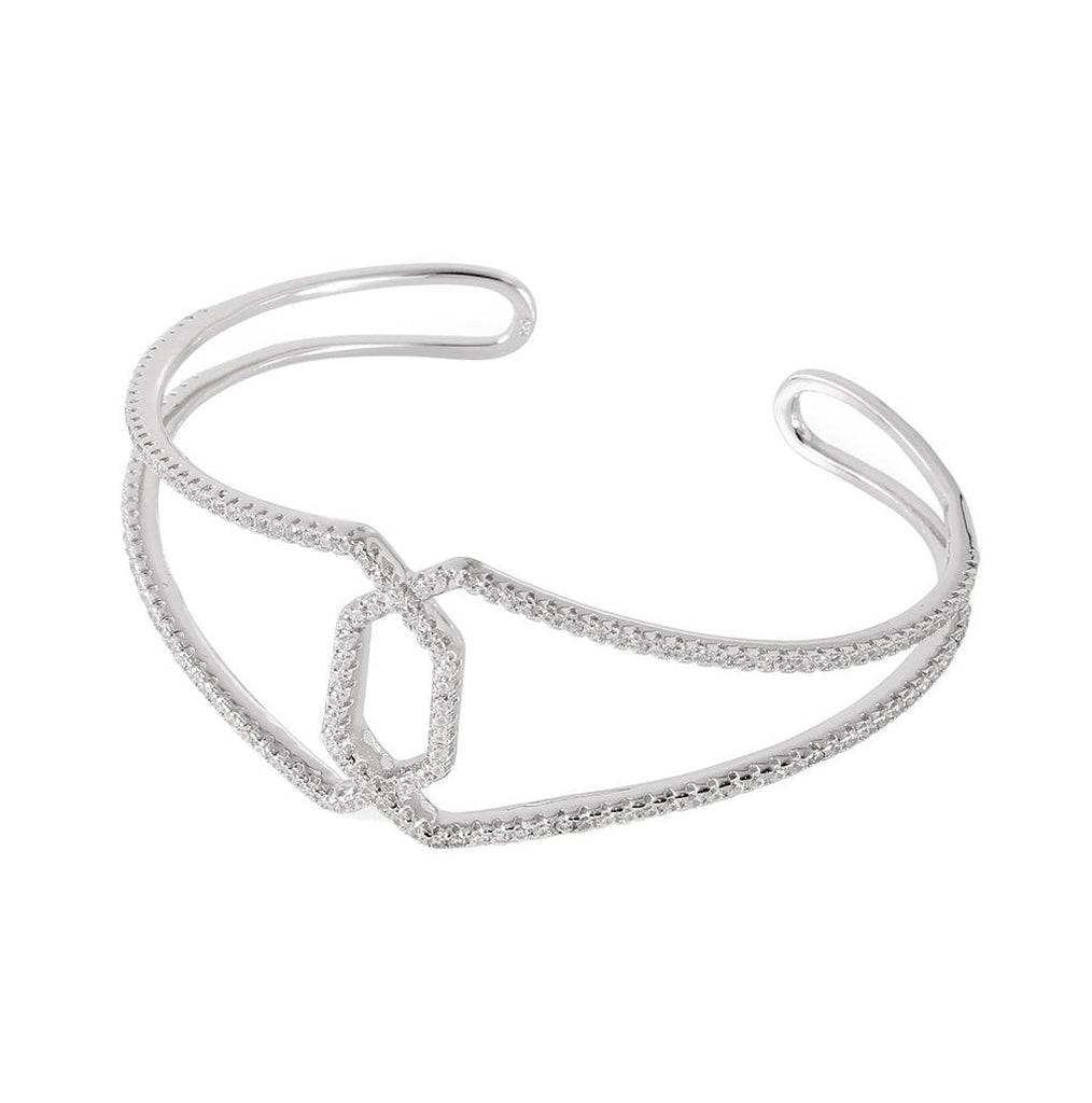 .925 Sterling Silver Rhodium Plated Bangle Bracelet