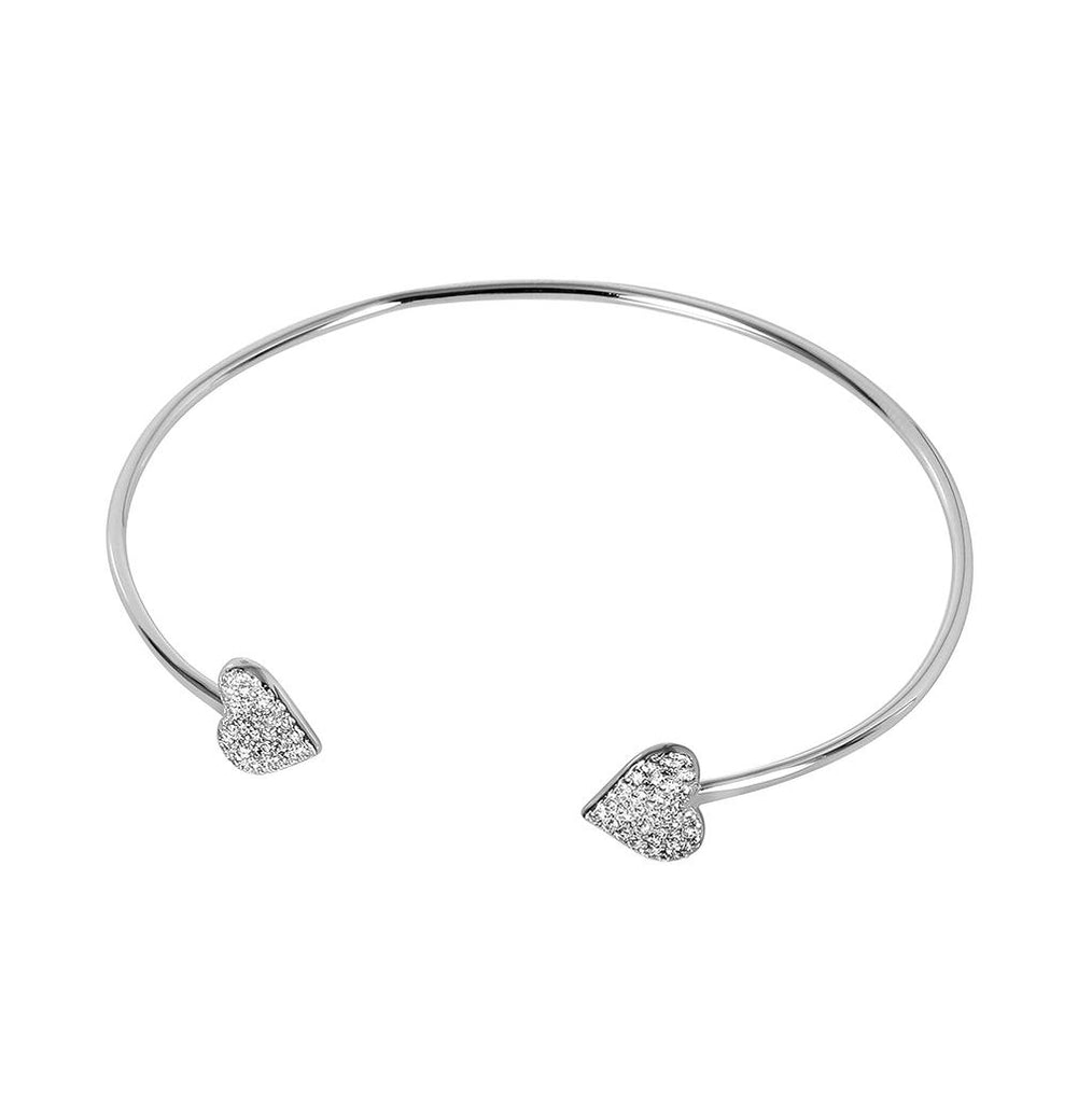 .925 Sterling Silver Rhodium Plated Heart Bracelet