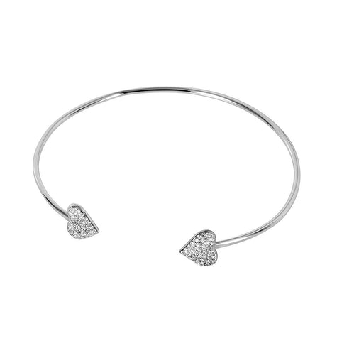 .925 Sterling Silver Rhodium Plated Heart Bracelet