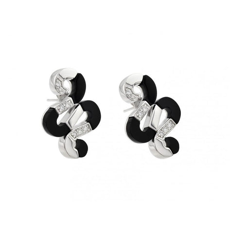 .925 Sterling Silver Black & Silver Rhodium Plated Snake Cz Stud Earring