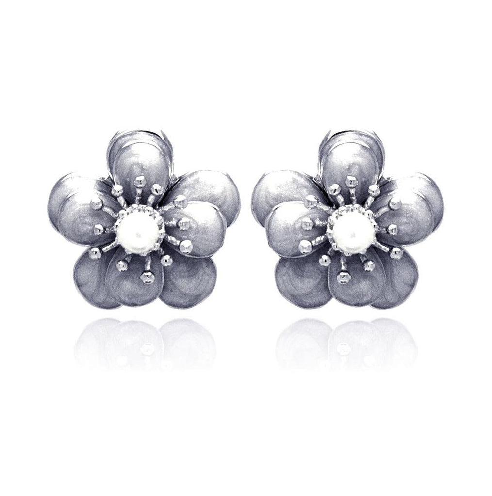 .925 Sterling Silver Rhodium Plated Multiple Round Clear Cz Stud Earring