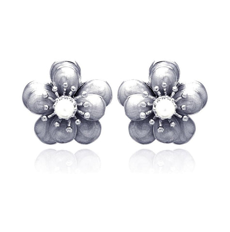 .925 Sterling Silver Rhodium Plated Multiple Round Clear Cz Stud Earring