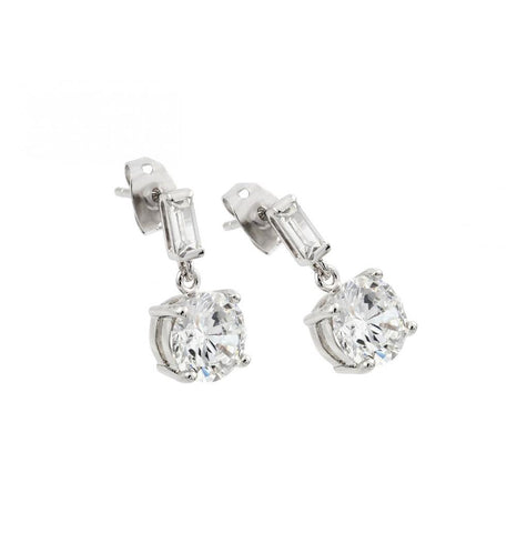 .925 Sterling Silver Rhodium Plated Dangling Earring