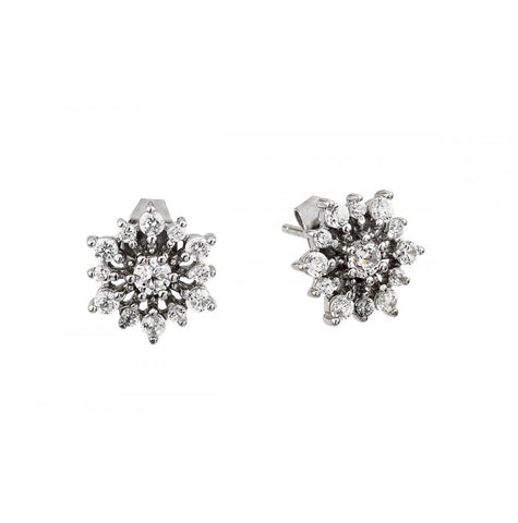 .925 Sterling Silver Rhodium Plated Cz Star Earrings