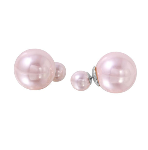 .925 Sterling Silver Grey Faux Pearl Reversible Earrings