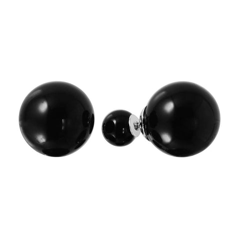 .925 Sterling Silver Rhodium Plated Trendy Black Synthetic Pearl Earrings