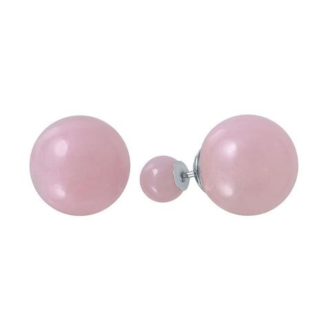 .925 Sterling Silver Rhodium Plated Trendy Pink Synthetic Pearl Earrings