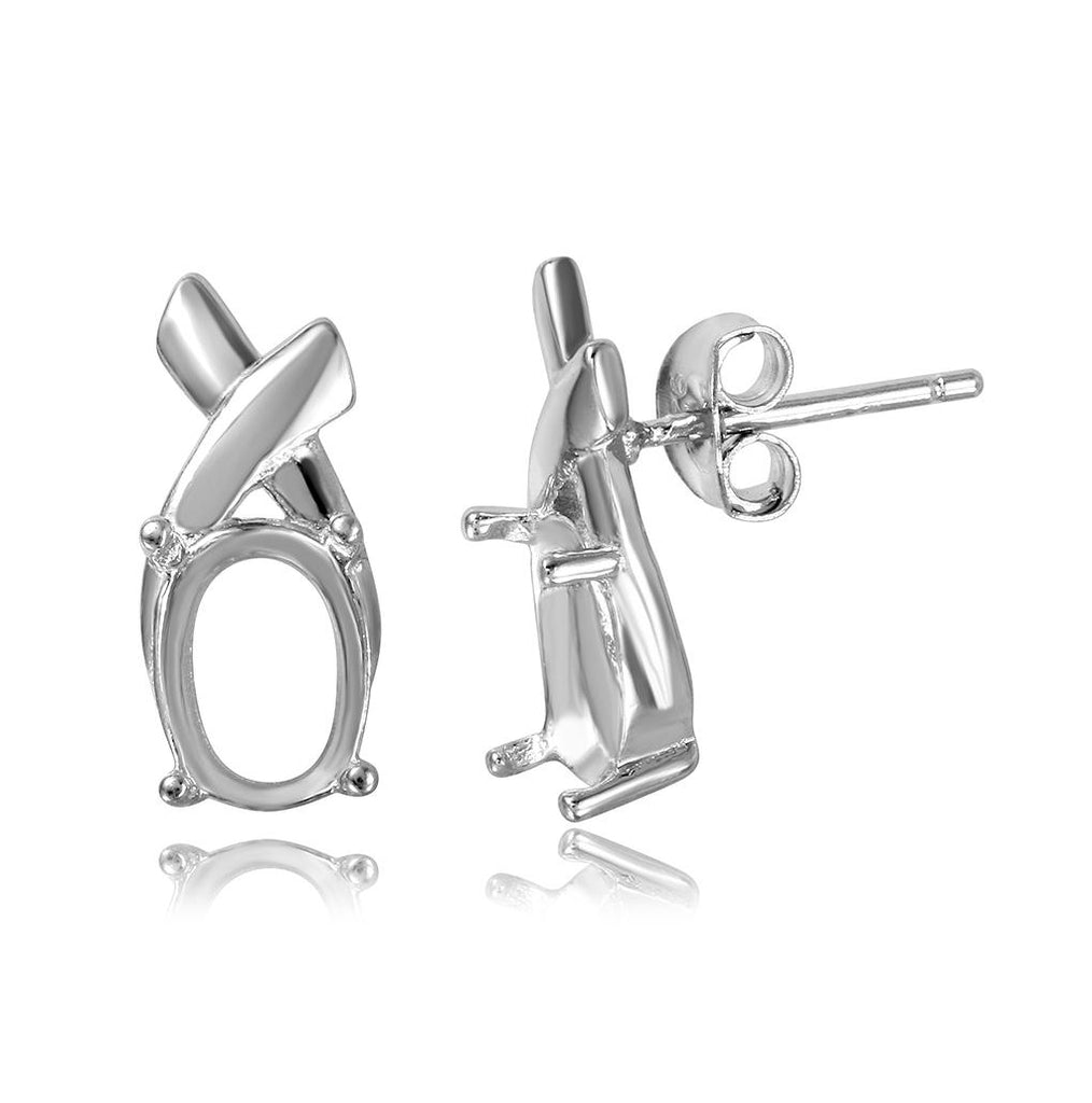 .925 Sterling Silver Rhodium Plated Knot Personalized Mounting Earrings